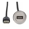 EXSYS EX-49181 panel-mount USB 2.0 verlengkabel, USB-A bus naar USB-A stekker, 30 cm, metalen plaat