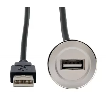EXSYS EX-49181 panel-mount USB 2.0 verlengkabel, USB-A bus naar USB-A stekker, 30 cm, metalen plaat