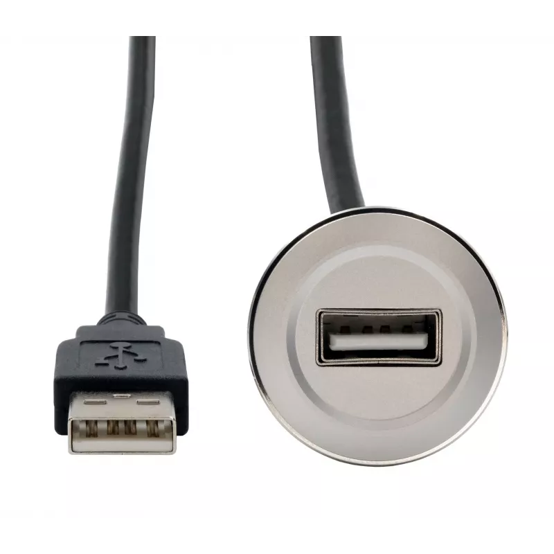 EXSYS EX-49181 panel-mount USB 2.0 verlengkabel, USB-A bus naar USB-A stekker, 30 cm, metalen plaat