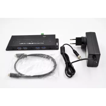 EXSYS EX-1247HMVS 7-poorts USB 3.2 Gen 2 industriële hub met DIN-railmontage