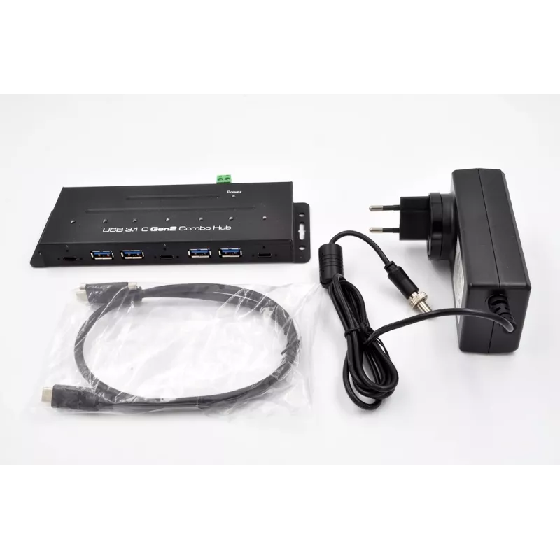 EXSYS EX-1247HMVS 7-poorts USB 3.2 Gen 2 industriële hub met DIN-railmontage