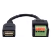EXSYS EX-49128 USB-A bus naar 5-pin schroefklemmenblok adapterkabel met drukknop, USB 2.0, 15 cm