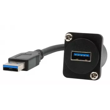 EXSYS EX-49164 USB 3.2 Gen 1 D-type inbouw-adapterkabel, USB-A stekker naar bus, 20 cm, zwart