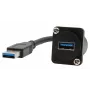 EXSYS EX-49164 USB 3.2 Gen 1 D-type inbouw-adapterkabel, USB-A stekker naar bus, 20 cm, zwart