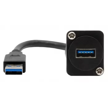 EXSYS EX-49164 USB 3.2 Gen 1 D-type inbouw-adapterkabel, USB-A stekker naar bus, 20 cm, zwart