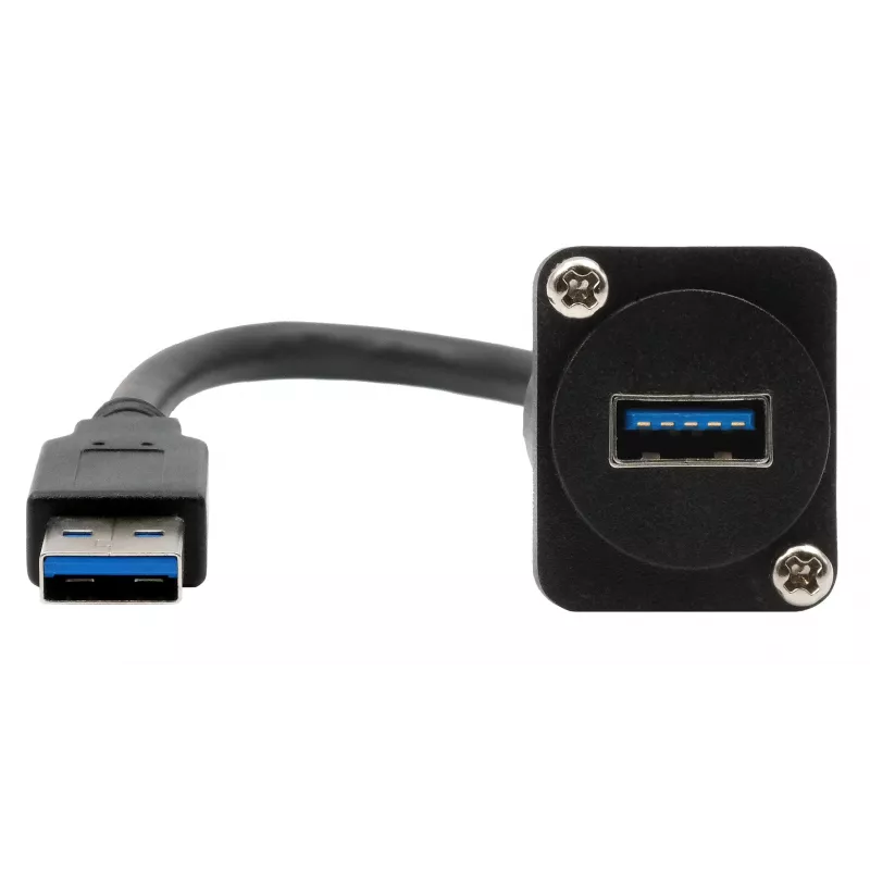 EXSYS EX-49164 USB 3.2 Gen 1 D-type inbouw-adapterkabel, USB-A stekker naar bus, 20 cm, zwart