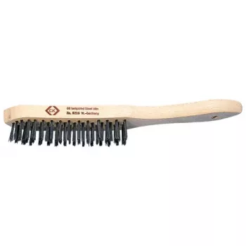 C.K Tools 4-rijige staalborstel van gehard en ontlaten staal met houten handgreep (T6238 4)