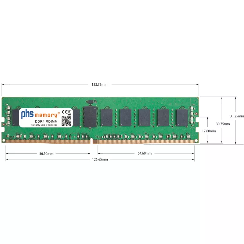 PHS-memory 32GB DDR4 ECC UDIMM 3200MHz PC4-25600E RAM voor Synology RackStation RS3626xs SP619473