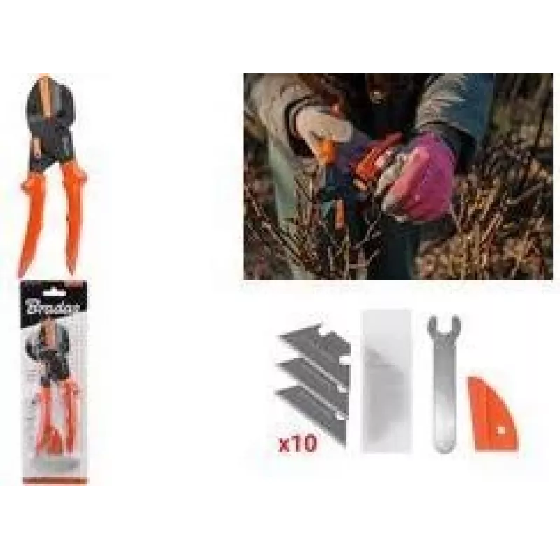 Bradas V-SERIES multifunctionele tuinschaar met verwisselbaar aambeeldblad, oranje, 1 stuk (KT-V1)