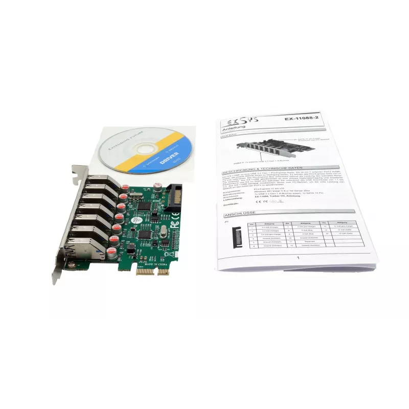 EXSYS USB 3.2 Gen 1 PCIe kaart met 7 aansluitingen (VIA chipset) EX-11088-2