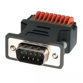 EXSYS EX-49110 DB9 stekker naar 9-pins schroefklemmenblok adapter met drukknop