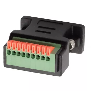 EXSYS EX-49110 DB9 stekker naar 9-pins schroefklemmenblok adapter met drukknop