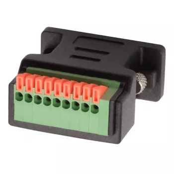 EXSYS EX-49111 9-pins D-Sub bus naar 9-pins schroefklemmenblok adapter met drukknop, grijs