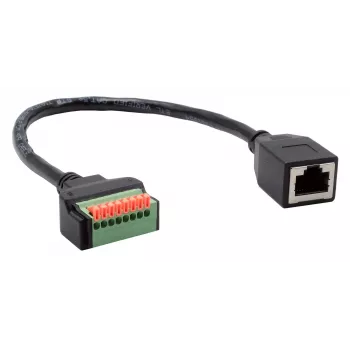 EXSYS EX-49120 RJ45 bus naar 8-pins terminalblock adapterkabel, CAT.6, 30 cm, met drukknop