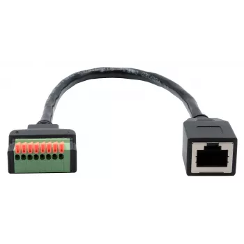 EXSYS EX-49120 RJ45 bus naar 8-pins terminalblock adapterkabel, CAT.6, 30 cm, met drukknop
