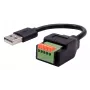 EXSYS USB-A stekker naar 5-pins terminalblock adapterkabel met drukknop, USB 2.0, 15 cm EX-49129