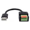 EXSYS USB-A stekker naar 5-pins terminalblock adapterkabel met drukknop, USB 2.0, 15 cm EX-49129