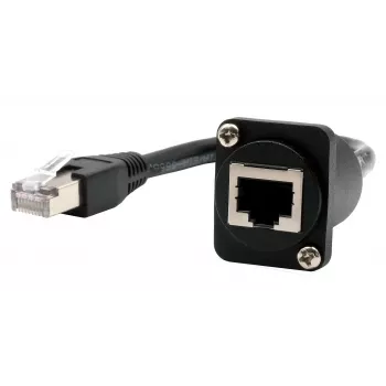EXSYS D-type RJ45 bus naar stekker adapterkabel, CAT.5e, 20 cm, zwart EX-49159