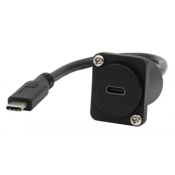 EXSYS EX-49166 D-type USB-C bus naar stekker adapterkabel, USB 3.2 Gen 2, 20 cm, zwart
