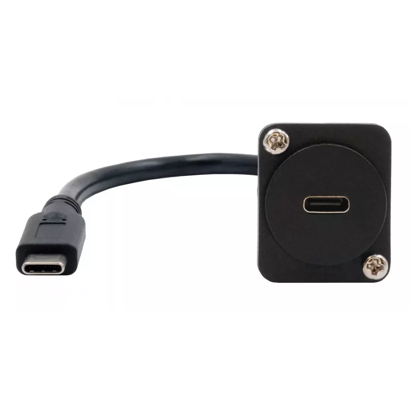 EXSYS EX-49166 D-type USB-C bus naar stekker adapterkabel, USB 3.2 Gen 2, 20 cm, zwart