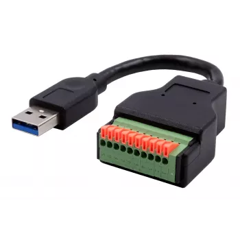 EXSYS EX-49127 USB-A stekker naar 10-pin terminalblock adapterkabel met drukknop, USB 3.2 Gen 1, 15 cm