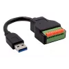 EXSYS EX-49127 USB-A stekker naar 10-pin terminalblock adapterkabel met drukknop, USB 3.2 Gen 1, 15 cm