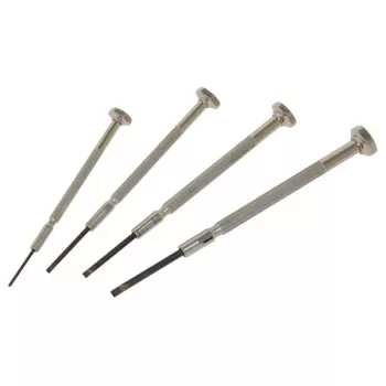C.K Tools T4852P precisie-schroevendraaierset, 4-delig, plat, 2,0/2,5/3,0/3,5 mm, chroom-vanadium, tweedelig handvat