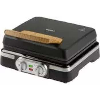 DOMO DO9281W Inky Black Belgisch wafelijzer, 1600 W, antiaanbak, instelbare thermostaat, cool-touch handgreep, verticale opberging