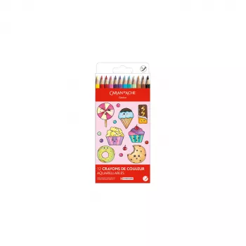 Caran d'Ache Swisscolor Kawaii Candy aquarelpotloden, 12-delige set, zeshoekig, cederhout 1285.802