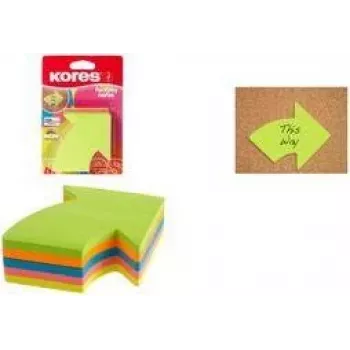 Kores pijl plaknotitieblokjes, 70 x 70 mm, blanco, assorti kleuren, herbruikbaar, 400 vel N48704