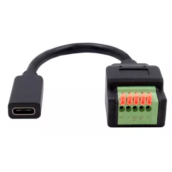 EXSYS EX-49122 USB-C bus naar 5-pins klemmenblok adapter met drukknop, USB 2.0, 15 cm