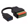 EXSYS EX-49126 USB-A bus naar 10-pins terminalblock adapterkabel met drukknop, USB 3.2 Gen 1, 15 cm