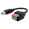 EXSYS USB-B stekker naar 5-pins terminalblock adapterkabel met drukknop, USB 2.0, 15 cm EX-49131
