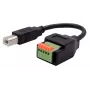 EXSYS USB-B stekker naar 5-pins terminalblock adapterkabel met drukknop, USB 2.0, 15 cm EX-49131