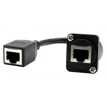 EXSYS D-type inbouw-RJ45-koppeling, bus naar bus, CAT.5e, 20 cm, afgeschermd, zwart EX-49160
