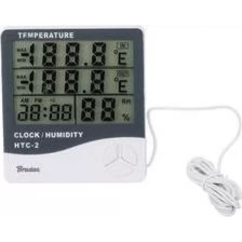 Bradas WL-M21 White Line digitaal weerstation met draadloze buitentemperatuursensor, binnen-/buitentemperatuur -10°C tot 70°C, wit