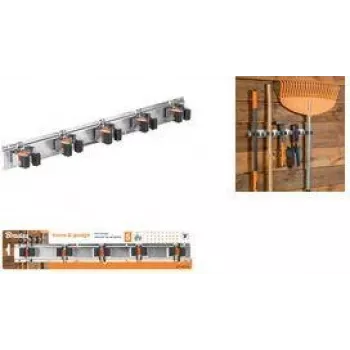 Bradas DIY-HG1212 5-voudige bezem- en gereedschaphouder met metalen rail en rollenklemmen