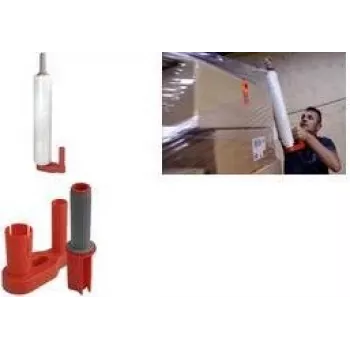 RAADHUIS stretchfolie handdispenser, rood/grijs kunststof, 2-delig, voor rollen tot 500 mm breedte, 38-76 mm kern (RD-351196)