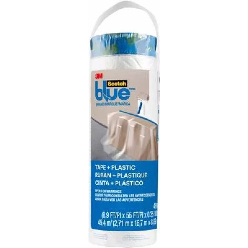 3M PT2093EL-107 afdekfolie met tape, transparant met blauwe tape, 17 m x 2,7 m