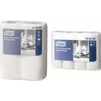 Tork 120305 2-laags keukenpapier, wit, 4 rollen, 90 vellen per rol, 20,4 m