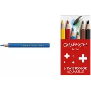 Caran d'Ache Swisscolor Aquarelle wateroplosbare kleurpotloden, 6-delige set, cederhout, hexagonaal 1286.806