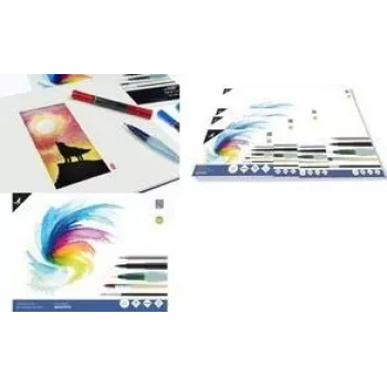 KANGARO K-5301 aquarelpapierblok, 170 x 240 mm, 16 vel, 300 g/m², crèmewit, 3-zijdig gelijmd
