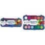 GIOTTO plakkaatverfset, 12 kleuren, 30 mm napjes, hoge dekking, kunststof etui, inclusief penselen (F351200)