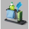 Metaltex Tidytex spoelbak-organizer, kunststof, grijs, 2 uittrekbare houders voor sponzen en vaatdoeken 297530109