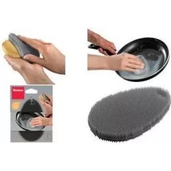 Metaltex siliconen schoonmaakspons, ovaal, grijs, flexibel, 1 stuk 297615000