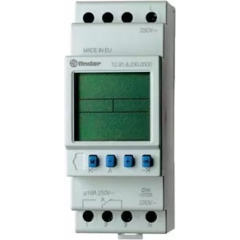 Finder 12.91.8.230.0000 digitale tijdschakelaar, DIN-rail, 1 wisselcontact, 16 A, 230 V AC, dagprogramma