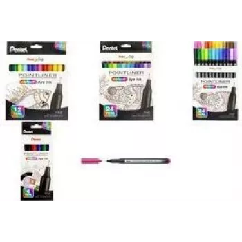 Pentel Arts Pointliner fineliner-pennenset, 0,4 mm, diverse kleuren, 6-pack S40-6