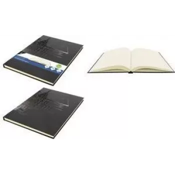 KANGARO Design schetsboek A4, 80 vel, 140 g/m², crème wit, zuurvrij, hardcover, zwart K-5566