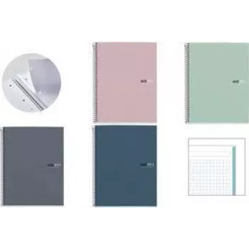 MIQUELRIUS collegeblok notitieboek THE ORIGINAL, DIN A5, zand geruit, 80 vel, 90 g/m², wit papier, spiraalband - 1 stuk MR46588