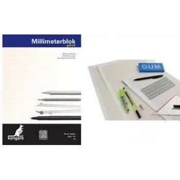 Kangaro millimeterpapierblok A3, 80 g/m², 25 vel, wit/oranje 1 mm raster (K-5595)